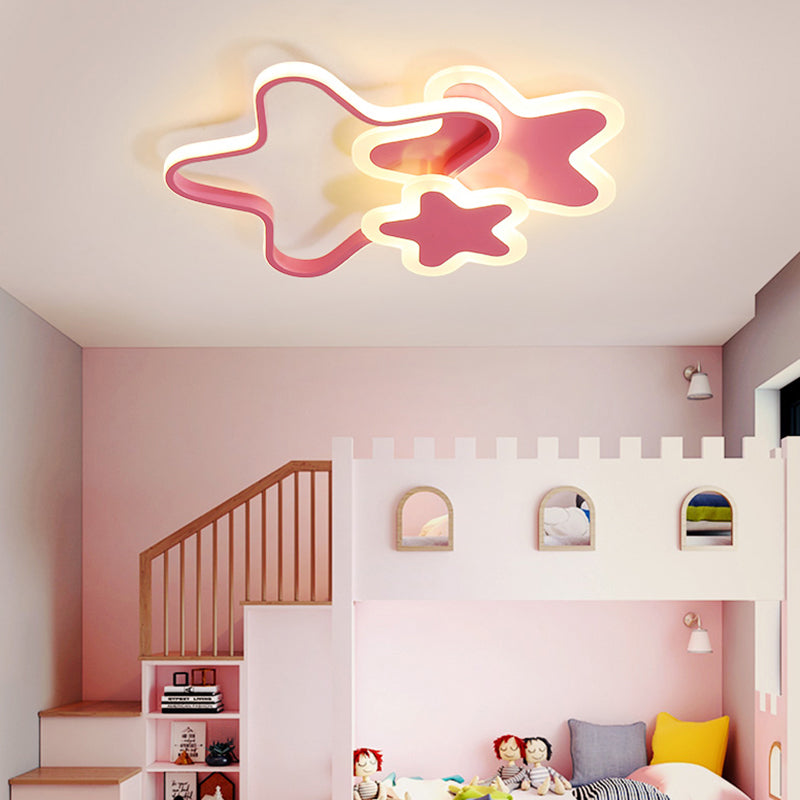 Cartoon Star Led Flush Mount Ceiling Light Fixture For Kids Room