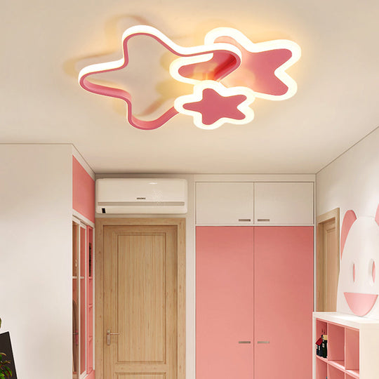 Cartoon Star LED Flush Mount Ceiling Light Fixture for Kids Room