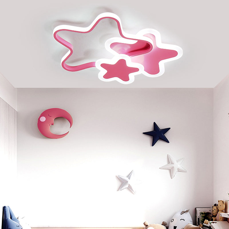 Cartoon Star LED Flush Mount Ceiling Light Fixture for Kids Room