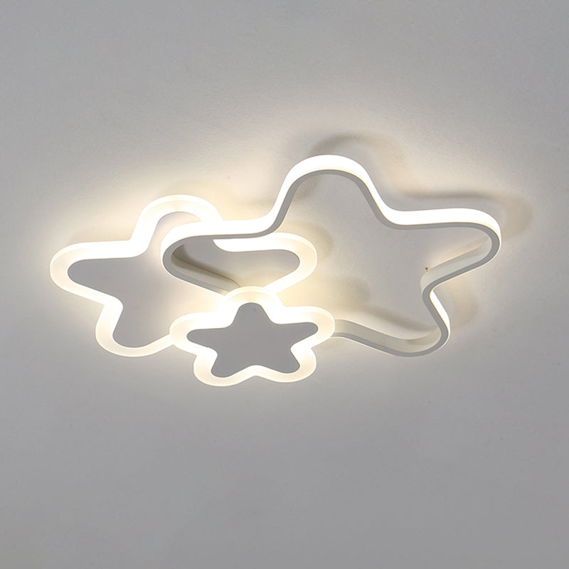 Cartoon Star Led Flush Mount Ceiling Light Fixture For Kids Room White / 20.5