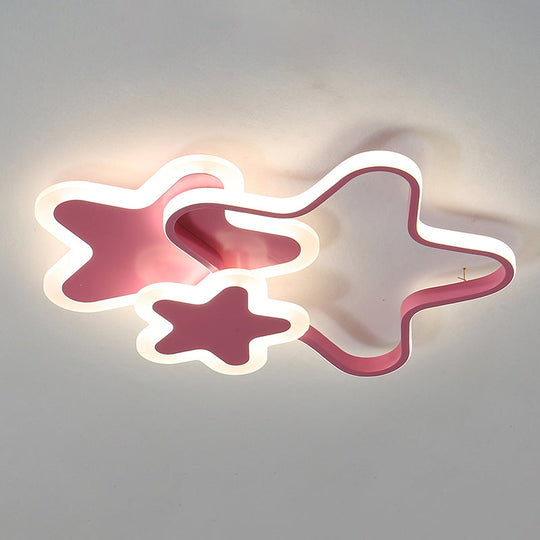 Cartoon Star Led Flush Mount Ceiling Light Fixture For Kids Room Pink / 16.5 Third Gear