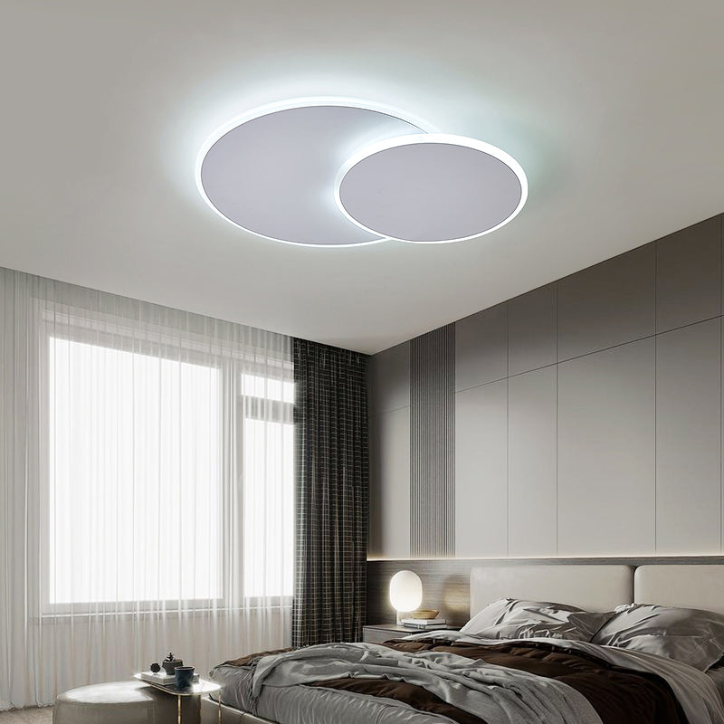 Dual Round Flushmount Led Ceiling Light - Minimalist Metal Surface Mounted For Bedroom