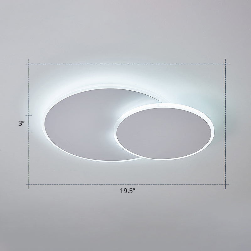 Dual Round Flushmount Led Ceiling Light - Minimalist Metal Surface Mounted For Bedroom White / 19.5