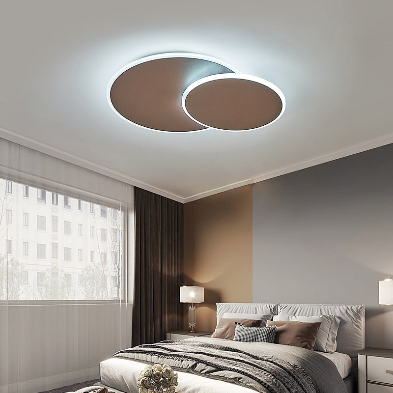 Dual Round Flushmount Led Ceiling Light - Minimalist Metal Surface Mounted For Bedroom