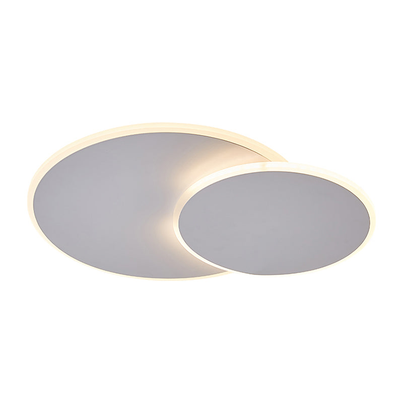 Dual Round Flushmount Led Ceiling Light - Minimalist Metal Surface Mounted For Bedroom