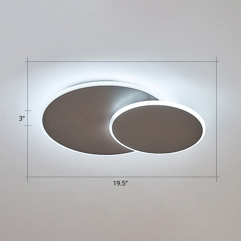 Dual Round Flushmount Led Ceiling Light - Minimalist Metal Surface Mounted For Bedroom Coffee / 19.5