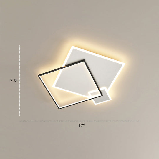 Bedroom Brilliance In A Stack: Minimalistic Led Metal Flush Mount Ceiling Ligh Black-White / 16