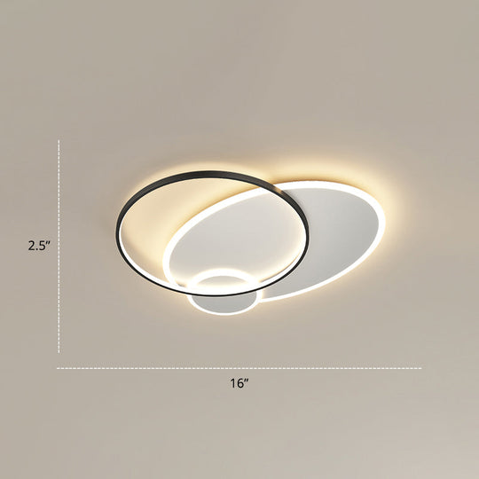 Bedroom Brilliance In A Stack: Minimalistic Led Metal Flush Mount Ceiling Ligh Black-White / 16