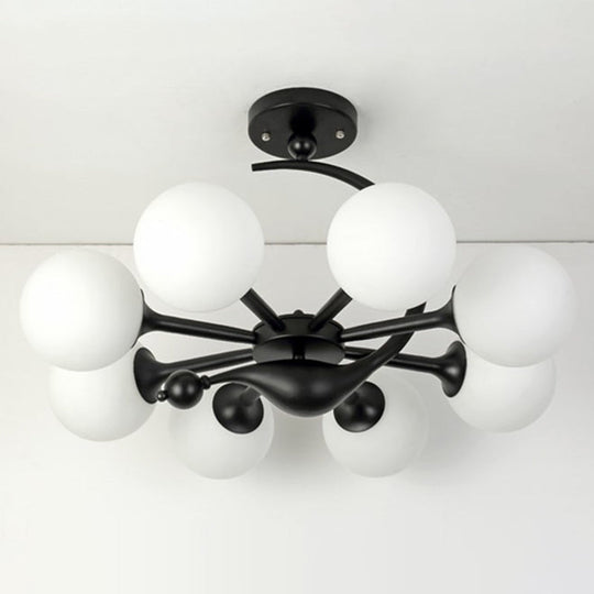 Modern Milk Glass Dining Room Ceiling Light - Spherical Semi Flush Mount Fixture