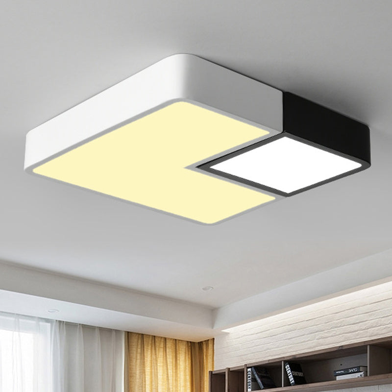 Simple Metal Square Flush Mount LED Ceiling Light Fixture for Living Room in Warm/White - 11"/15”/19" Wide