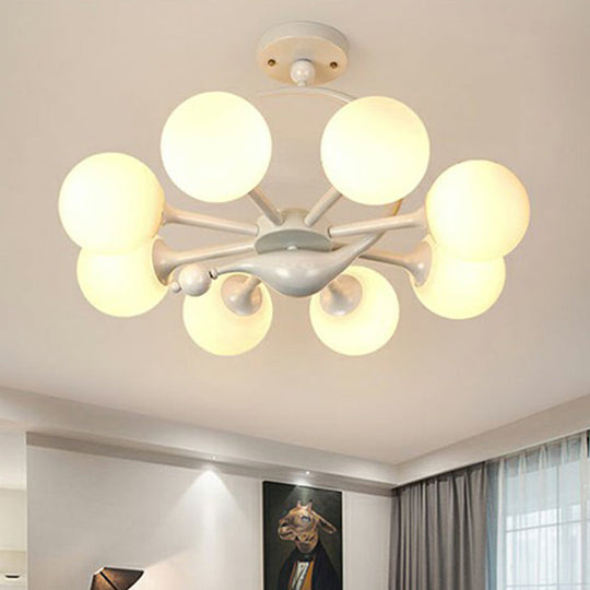 Modern Milk Glass Dining Room Ceiling Light - Spherical Semi Flush Mount Fixture