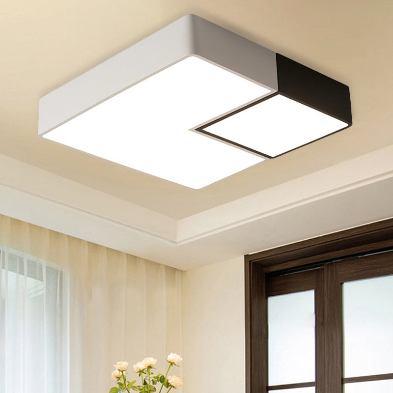 Simple Metal Square Flush Mount LED Ceiling Light Fixture for Living Room in Warm/White - 11"/15”/19" Wide