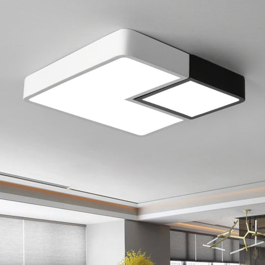 Simple Metal Square Flush Mount LED Ceiling Light Fixture for Living Room in Warm/White - 11"/15”/19" Wide