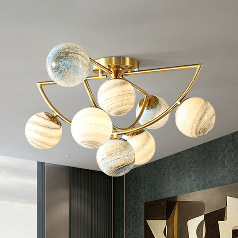 Nordic Ombre Glass Ceiling Lamp with Gold Finish for Bedroom