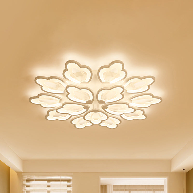 Modern Floral LED Ceiling Light with Acrylic Shade and 3/5/9 Lights in White/Warm/Natural Tone - Ideal for Bedrooms