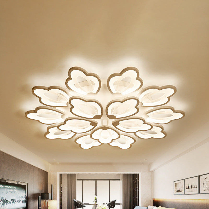 Modern Floral LED Ceiling Light with Acrylic Shade and 3/5/9 Lights in White/Warm/Natural Tone - Ideal for Bedrooms