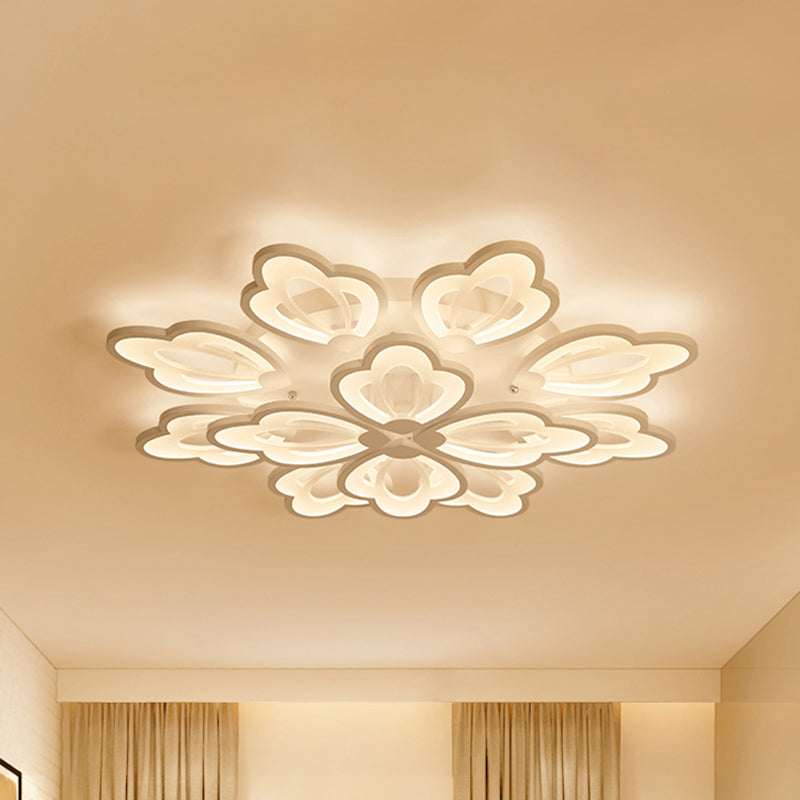 Modern Floral LED Ceiling Light with Acrylic Shade and 3/5/9 Lights in White/Warm/Natural Tone - Ideal for Bedrooms