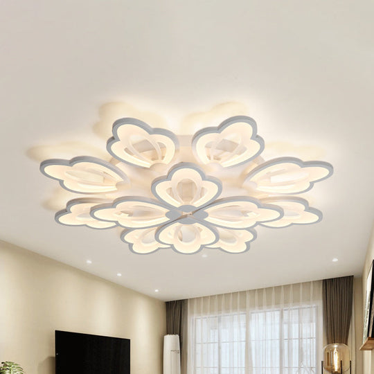 Modern Floral LED Ceiling Light with Acrylic Shade and 3/5/9 Lights in White/Warm/Natural Tone - Ideal for Bedrooms