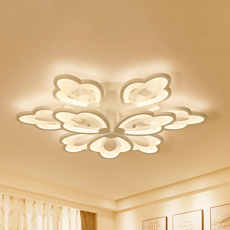 Modern Floral LED Ceiling Light with Acrylic Shade and 3/5/9 Lights in White/Warm/Natural Tone - Ideal for Bedrooms