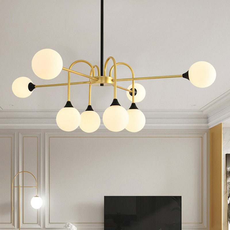 Modo Glass Suspension Light - Nordic 8-Head Chandelier in Gold Finish for Dining Room