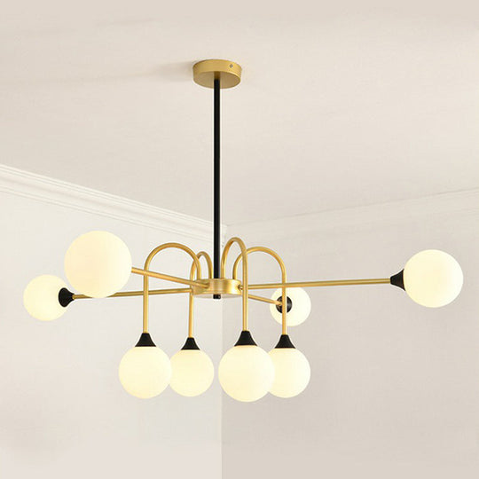 Modo Glass Suspension Light - Nordic 8-Head Chandelier in Gold Finish for Dining Room