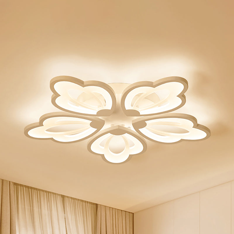 Modern Floral LED Ceiling Light with Acrylic Shade and 3/5/9 Lights in White/Warm/Natural Tone - Ideal for Bedrooms