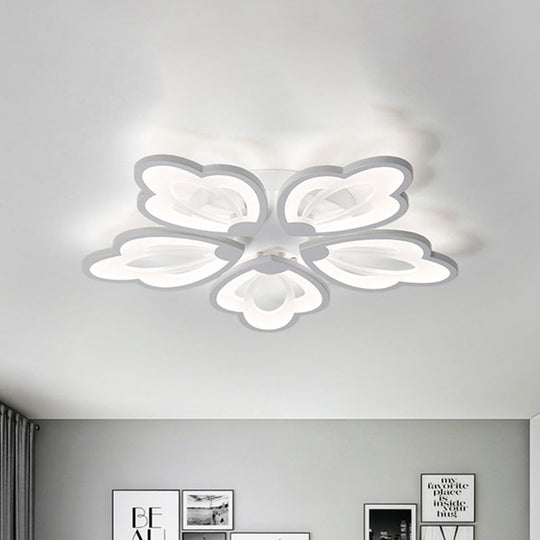 Modern Floral LED Ceiling Light with Acrylic Shade and 3/5/9 Lights in White/Warm/Natural Tone - Ideal for Bedrooms