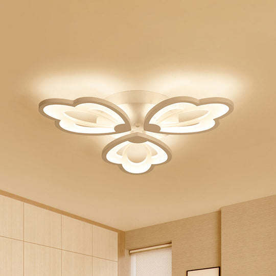 Modern Floral LED Ceiling Light with Acrylic Shade and 3/5/9 Lights in White/Warm/Natural Tone - Ideal for Bedrooms