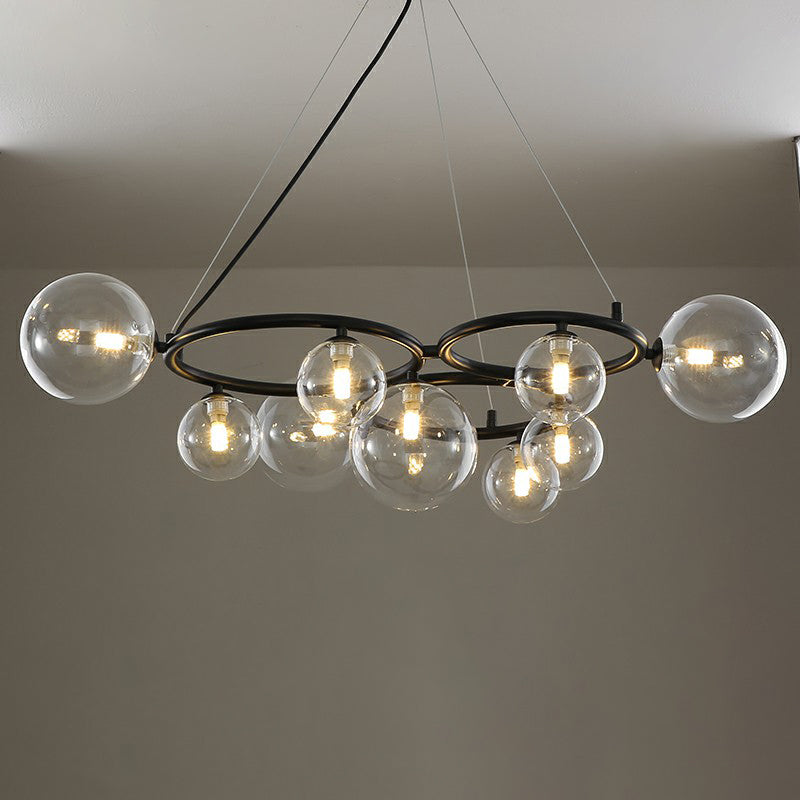 Nordic Style Glass Circles Chandelier: Sleek Suspended Lighting Fixture for Bedrooms