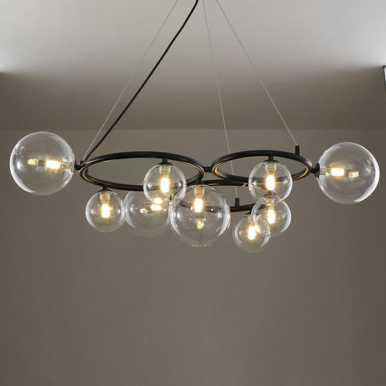 Nordic Style Glass Circles Chandelier: Sleek Suspended Lighting Fixture for Bedrooms