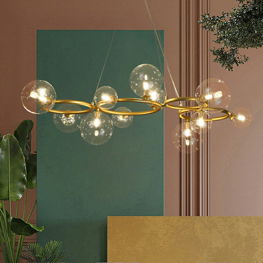 Nordic Style Glass Circles Chandelier: Sleek Suspended Lighting Fixture for Bedrooms