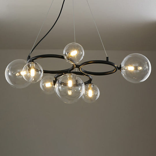 Nordic Style Glass Circles Chandelier: Sleek Suspended Lighting Fixture for Bedrooms