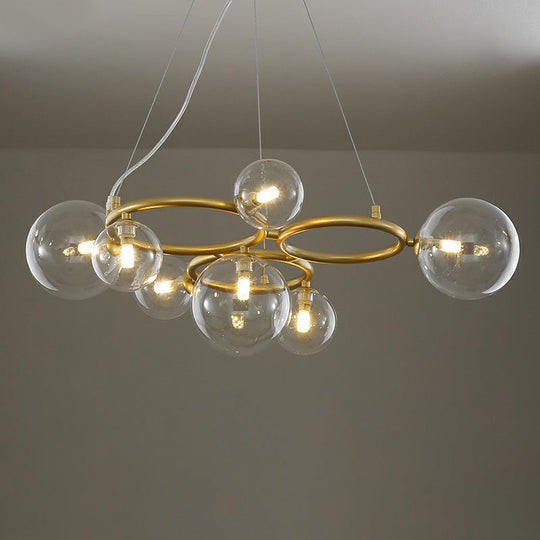 Nordic Style Glass Circles Chandelier: Sleek Suspended Lighting Fixture for Bedrooms