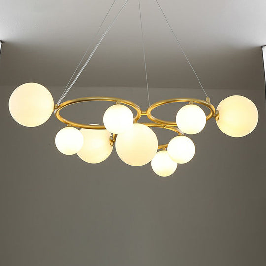 Nordic Style Glass Circles Chandelier: Sleek Suspended Lighting Fixture for Bedrooms