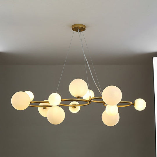 Nordic Style Glass Circles Chandelier: Sleek Suspended Lighting Fixture for Bedrooms