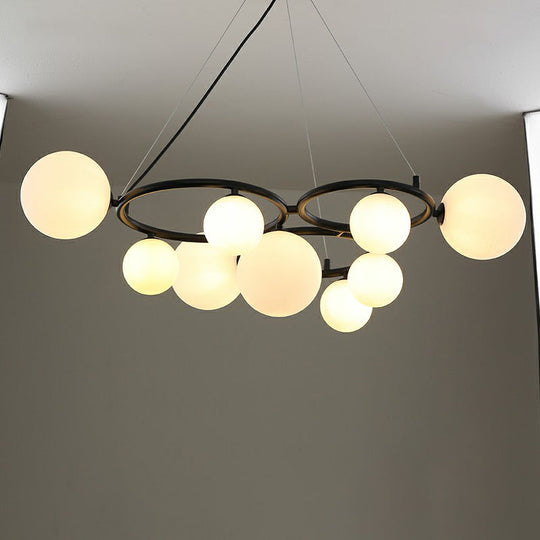 Nordic Style Glass Circles Chandelier: Sleek Suspended Lighting Fixture for Bedrooms