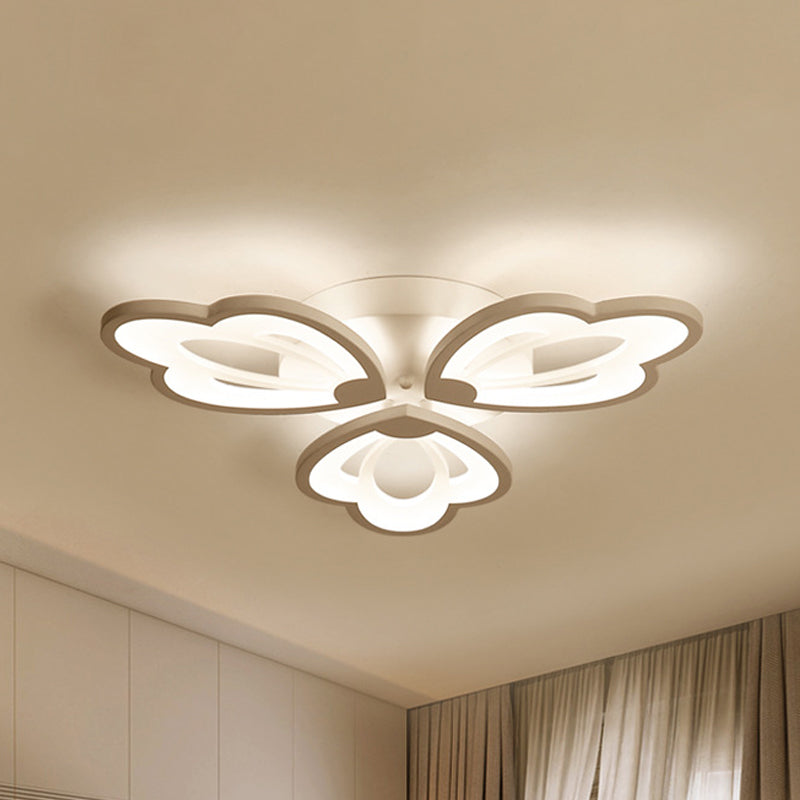 Modern Floral LED Ceiling Light with Acrylic Shade and 3/5/9 Lights in White/Warm/Natural Tone - Ideal for Bedrooms