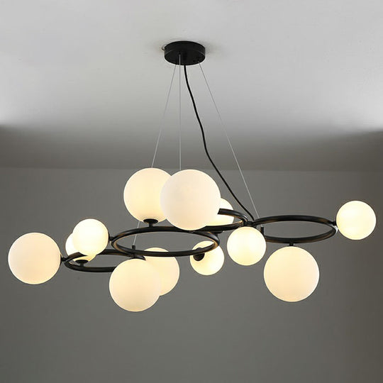 Nordic Style Glass Circles Chandelier: Sleek Suspended Lighting Fixture for Bedrooms