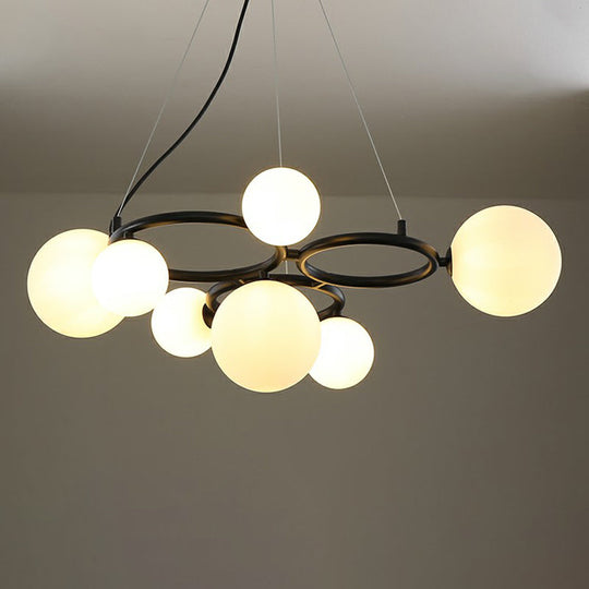 Nordic Style Glass Circles Chandelier: Sleek Suspended Lighting Fixture for Bedrooms