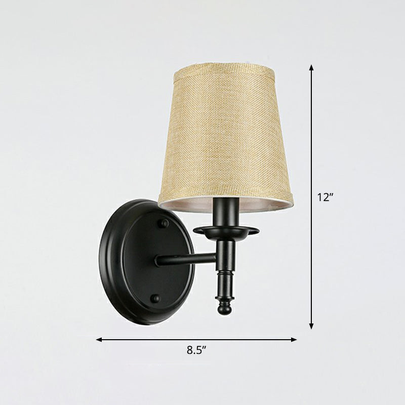 Modern Wall Mounted Reading Lamp With Minimalist Cone Shade Fabric Flaxen