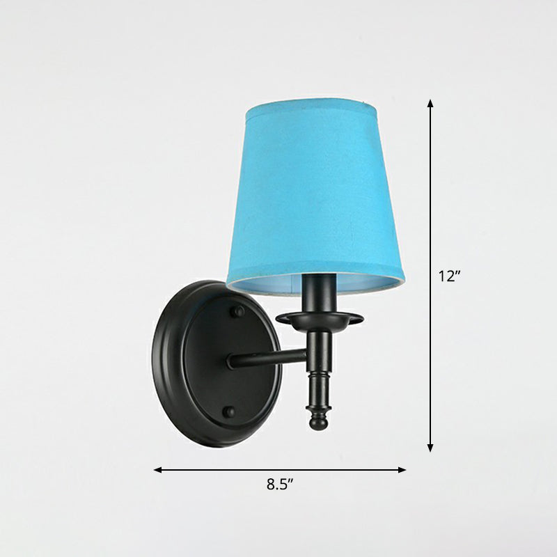 Modern Wall Mounted Reading Lamp With Minimalist Cone Shade Fabric Blue