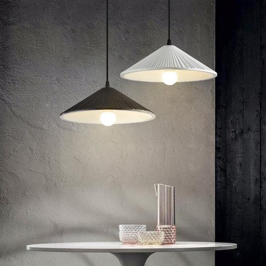 Minimalist Conical Resin Hanging Lamp With 1-Light Suspension For Dining Room