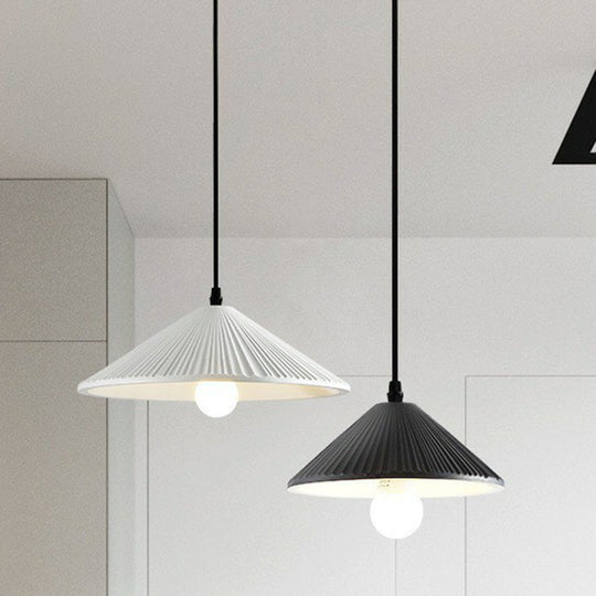 Minimalist Conical Resin Hanging Lamp With 1-Light Suspension For Dining Room