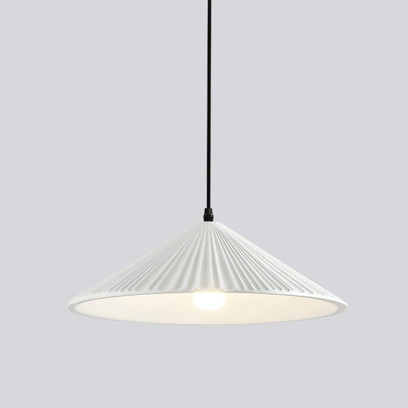 Minimalist Conical Resin Hanging Lamp With 1-Light Suspension For Dining Room White / 8