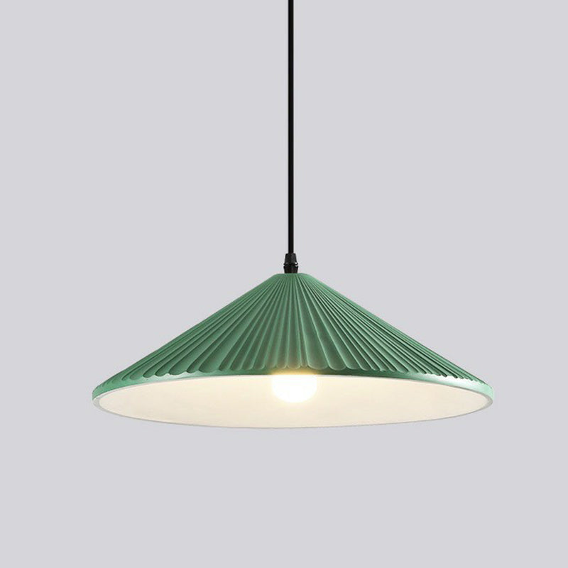 Minimalist Conical Resin Hanging Lamp With 1-Light Suspension For Dining Room Green / 8