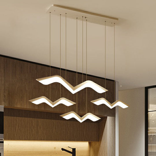 Nordic Led Acrylic Ceiling Pendant Light - White Gull Shaped Cluster Design Ideal For Dining Tables