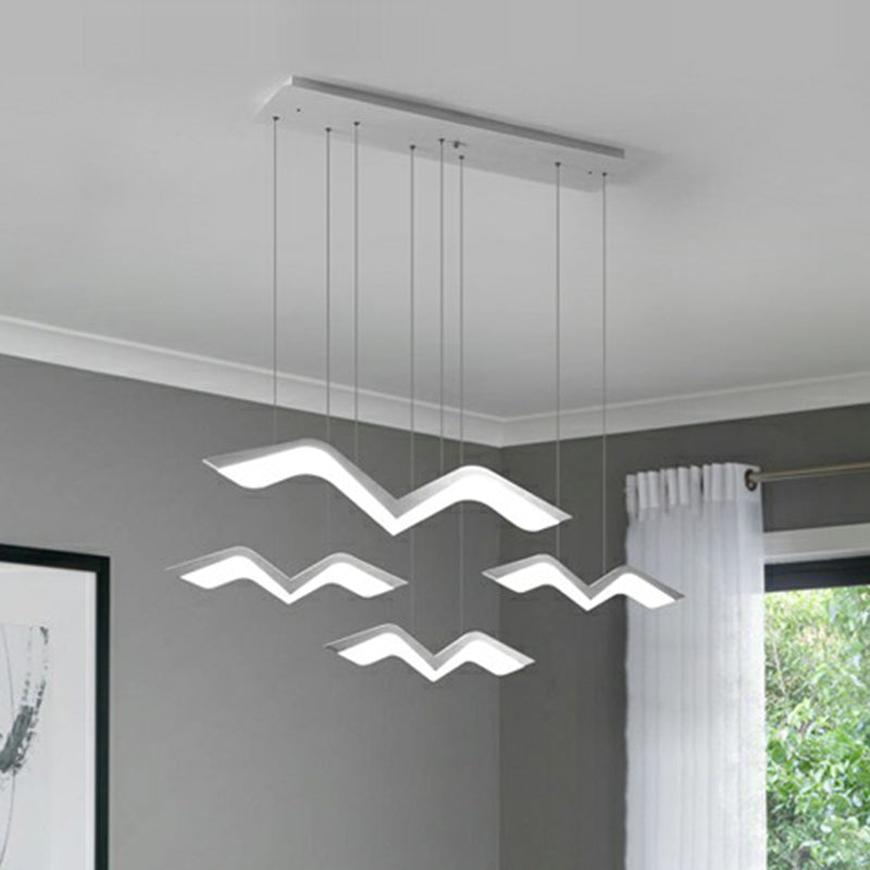 Nordic Led Acrylic Ceiling Pendant Light - White Gull Shaped Cluster Design Ideal For Dining Tables