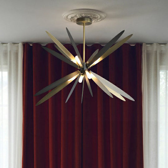 Bronze Finish Dragonfly Chandelier: Metal Suspension Lamp With 8 Decorative Bulbs For Dining Room