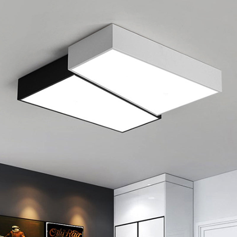 Sleek Square Flush Mount LED Ceiling Light in Black & White, Warm/White