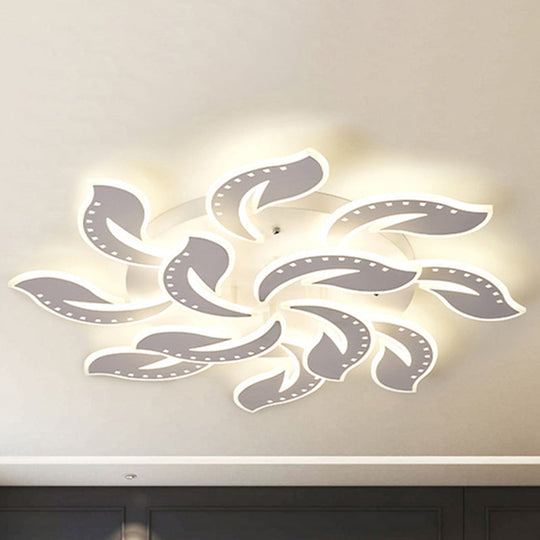 Modern Leaf Design Led Ceiling Lamp - White Acrylic Flush Mount Light Fixture For Living Room 12 /